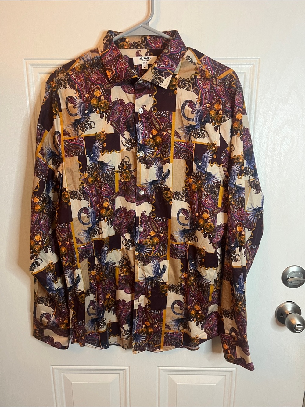 Murano Collezione Multicolor Paisley Floral Button-Up Shirt Size L